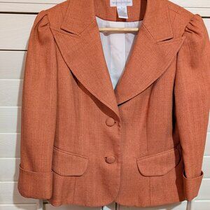 Orange Herringbone Crop 2-Button Blazer Worthington Size 8